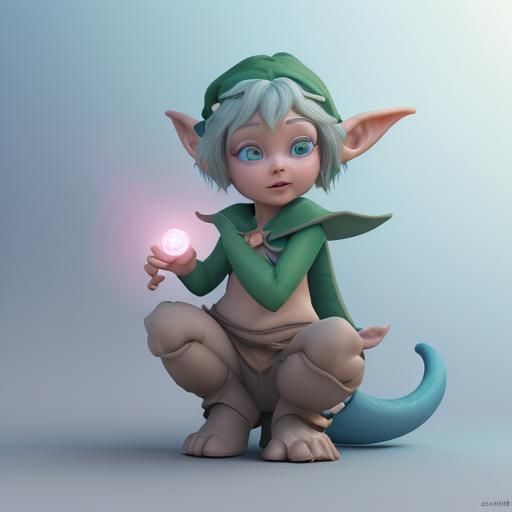 Cute Elf in Rocket with Sweets: Pixar-Style 3D Art