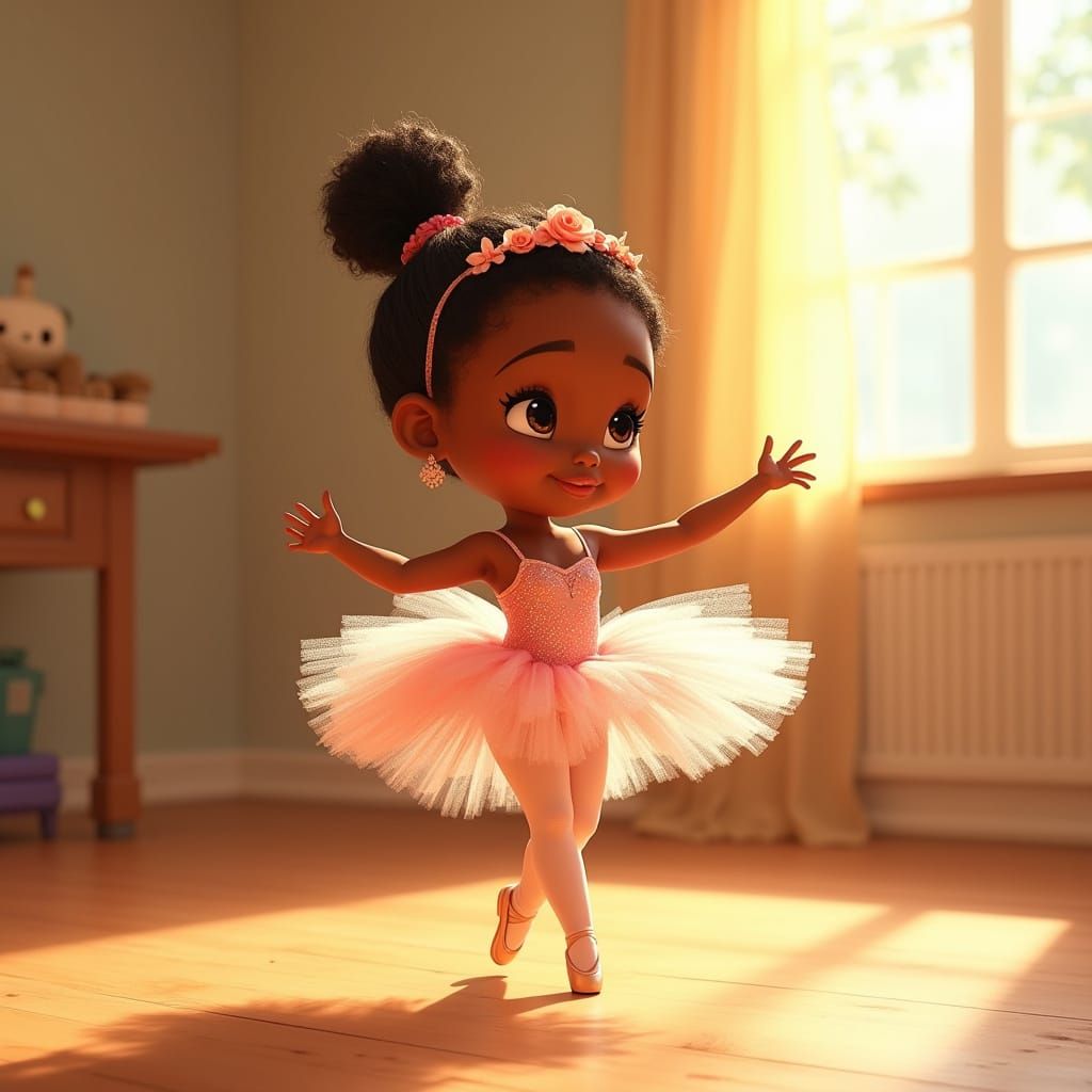 Chubby Ballerina Practices Pliés in Sunny Studio