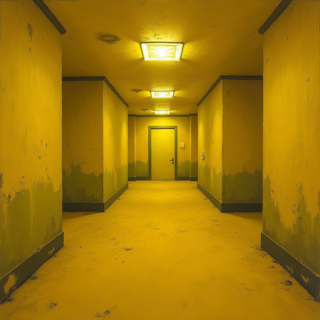 Eerie Yellow Chambers with Impasto Texture