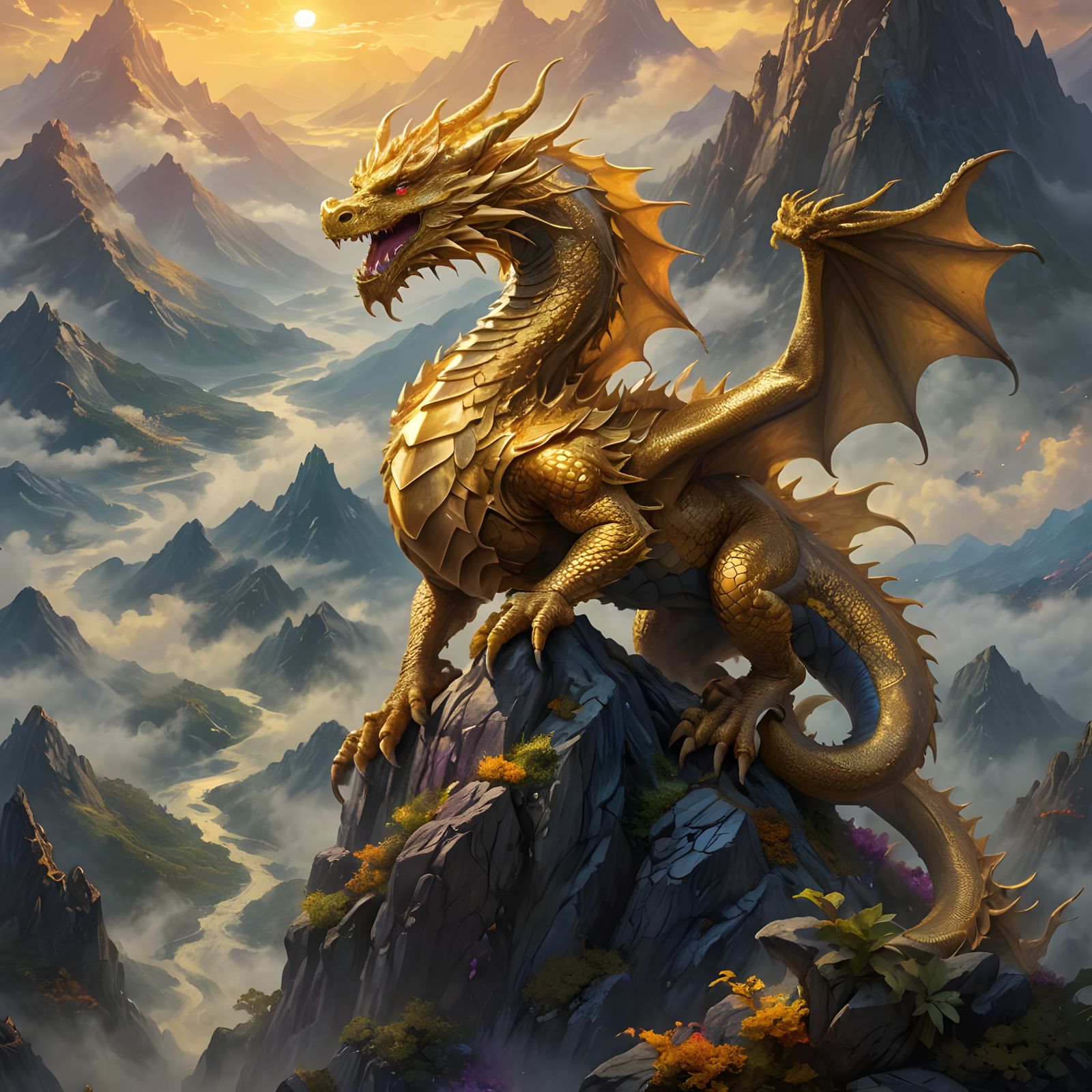 Golden Dragon with a Golden Aura