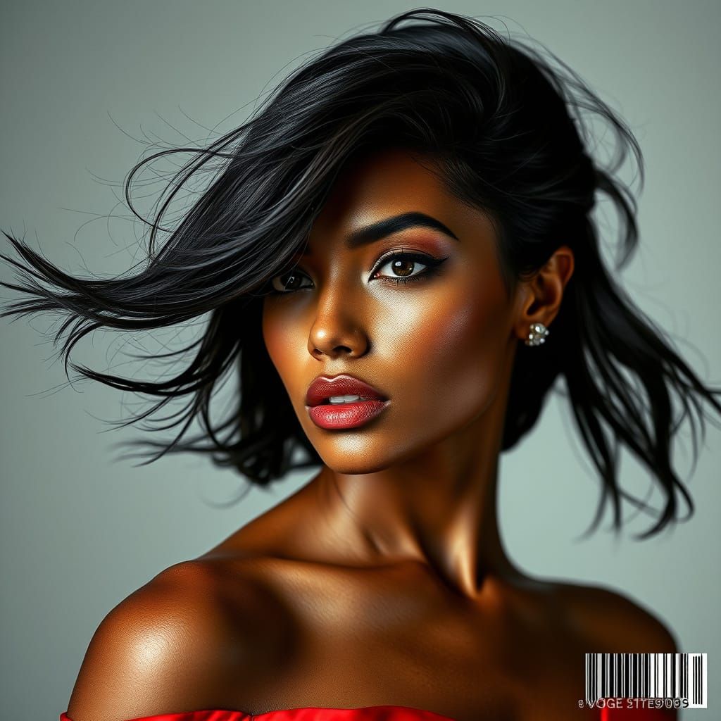 Elegant Model in High-Gloss Studio Lighting, Inspired by Fas...