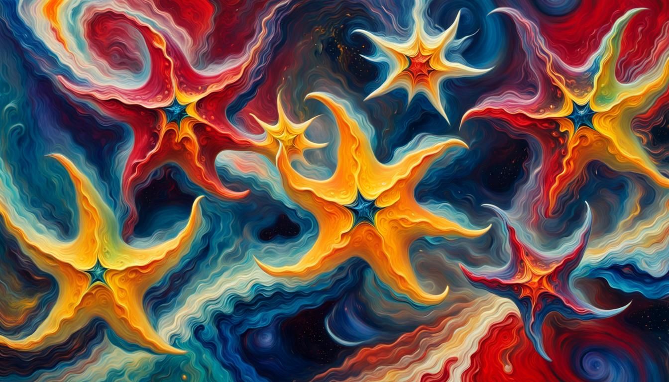 Celestial Stars in Impasto Style Oil Painting