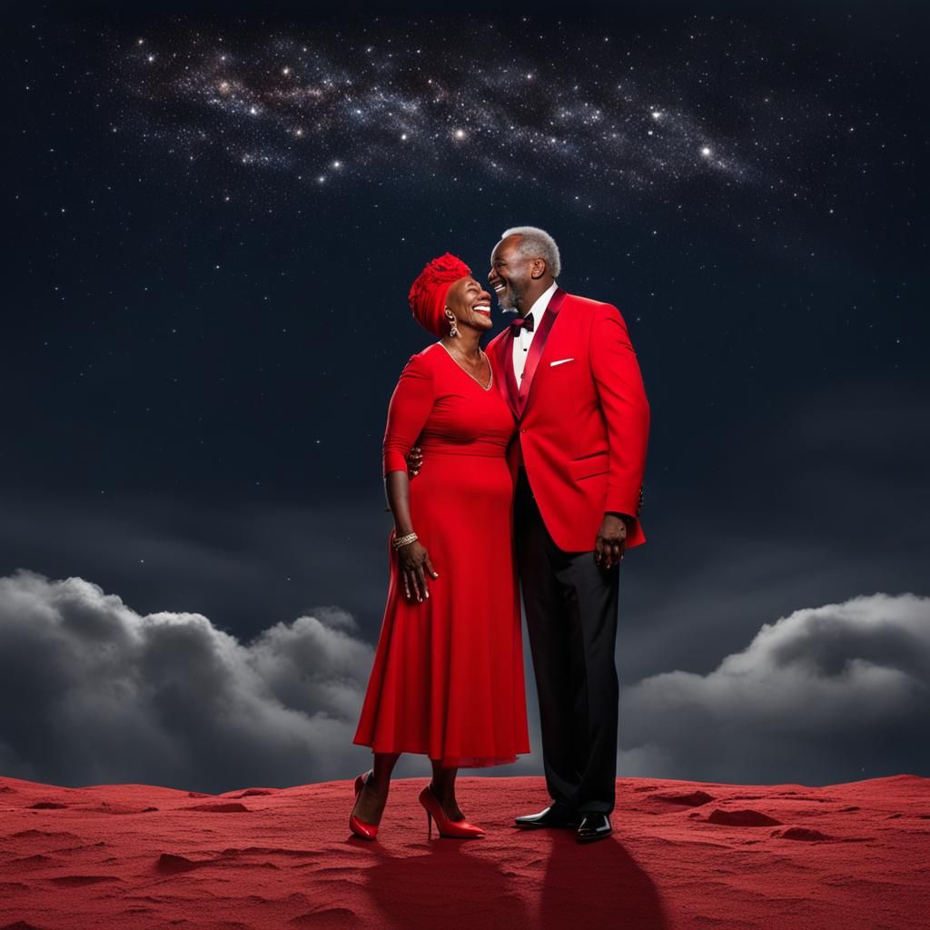 Romantic Portrait of Couple Under Starry Sky