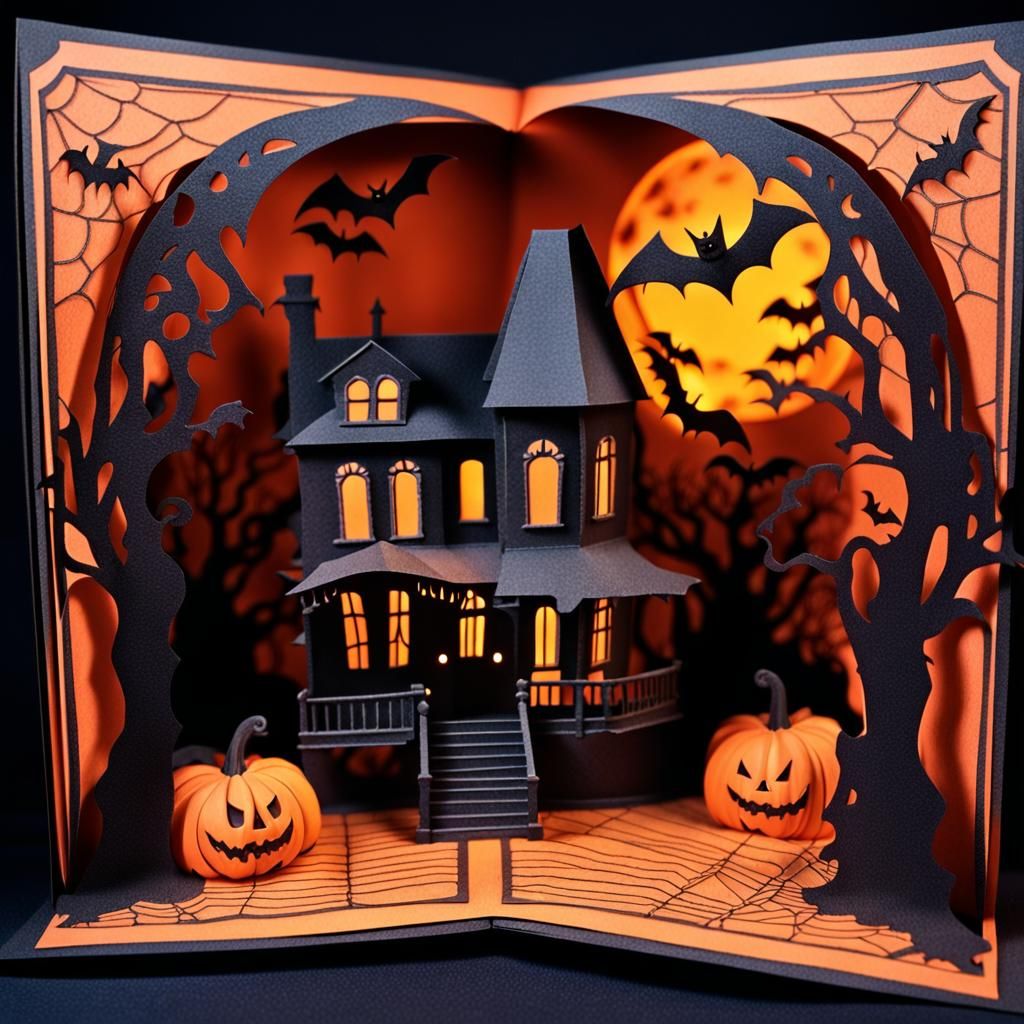 Spooky Victorian Halloween Scene in 3D Pop-Up Book