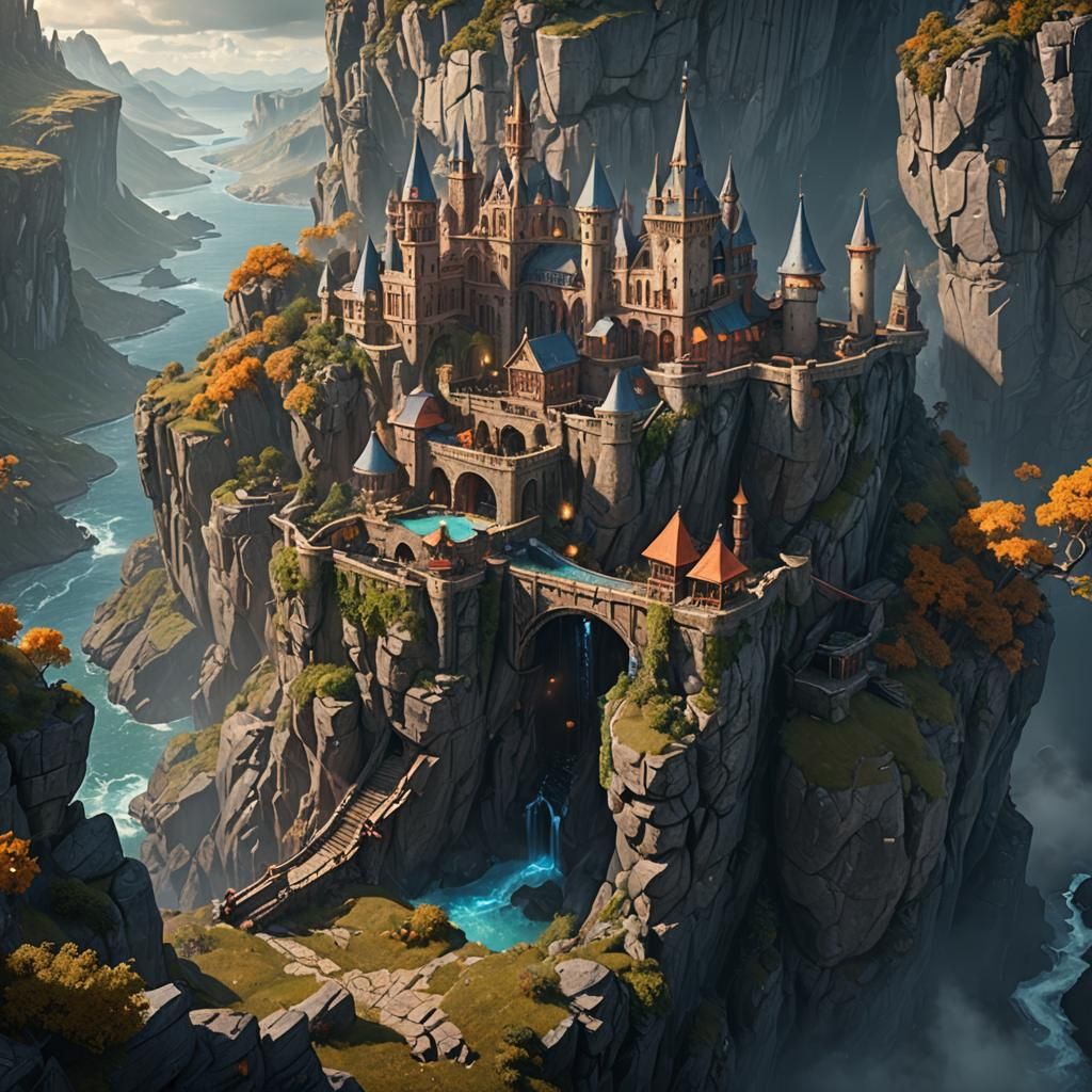 Cliffside Academy of Magic: Detailed Matte Painting
