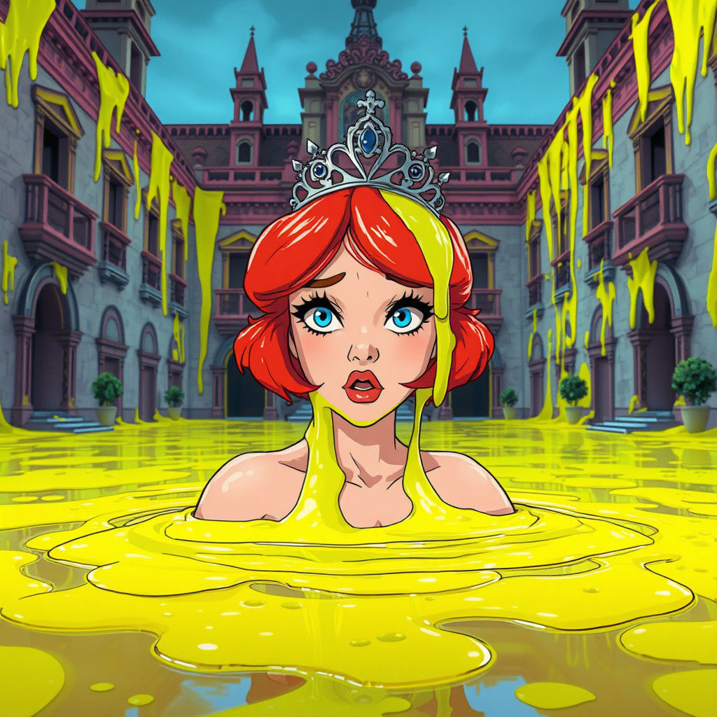 Vibrant Slime Engulfs Royal Beauty