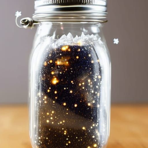 Milky Way in Mason Jar with Fireflies