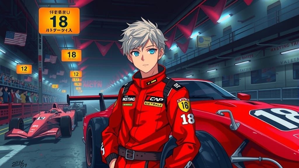 Electric Underground Racing Track in Anime Style