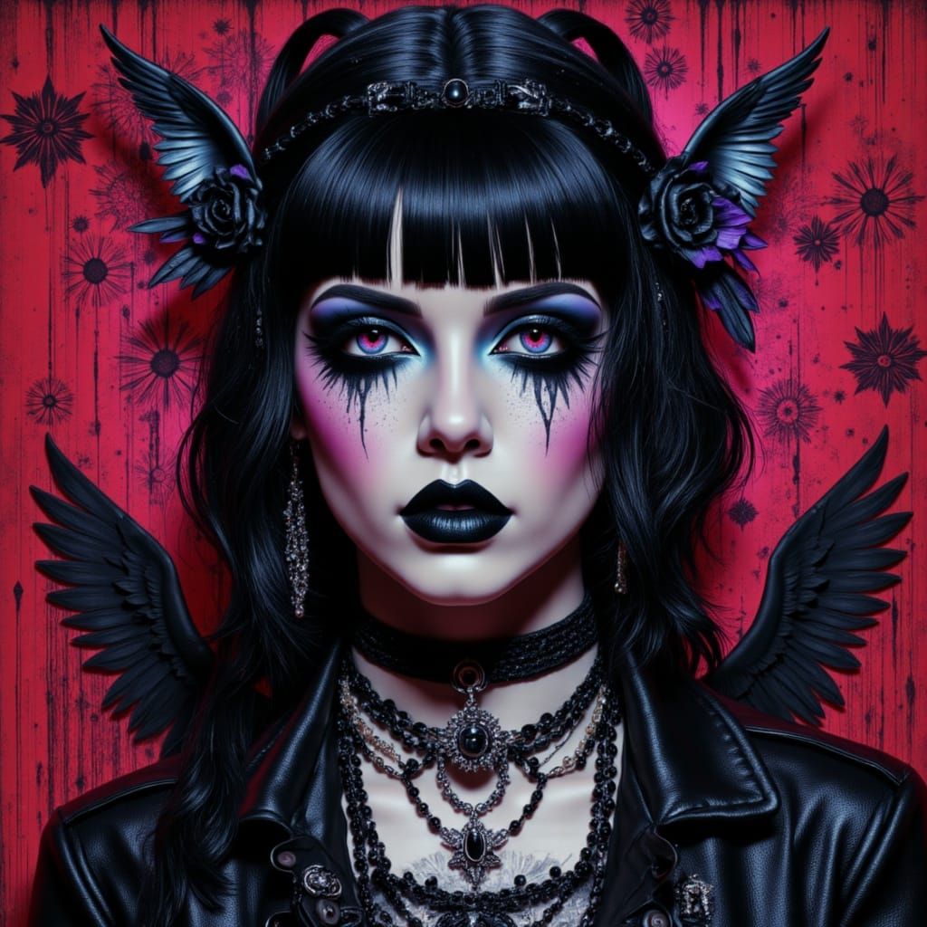 Gothicpunk Girl Portrait in Darkwave Album Art Style