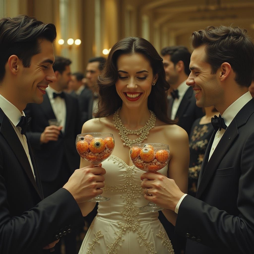 Surreal Eyeball Cocktail Party in Surrealist Style