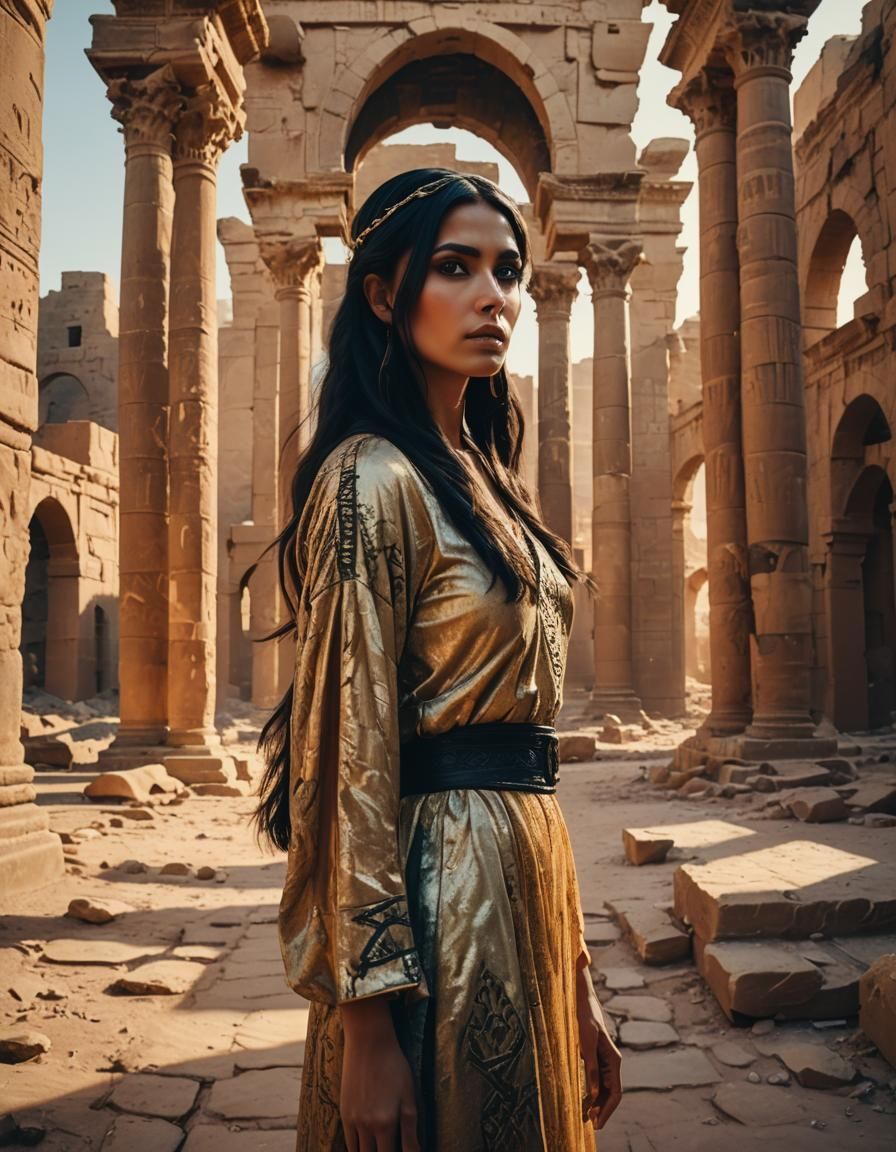 Arabian Woman in Ancient Desert City, Fauvist Style