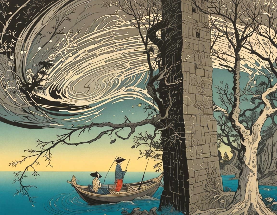 Surreal Ukiyo-e Sculpture with Ethereal Details