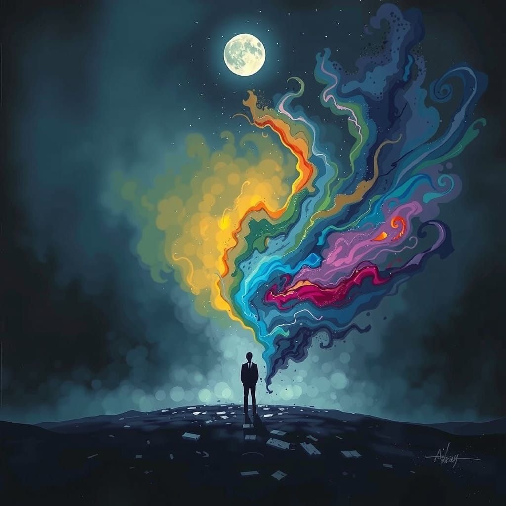 Vibrant Fairy in Whimsical Rayograph Scene with Black and Wh...