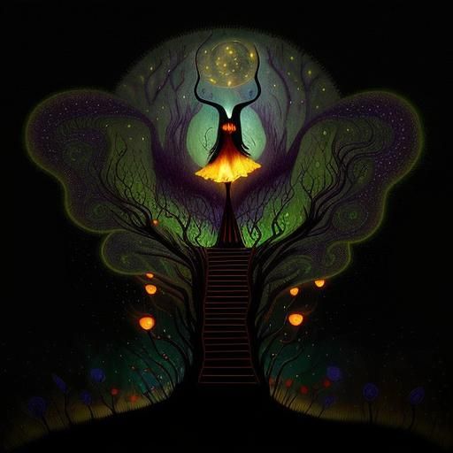 Vibrant Dark Fantasy Dreamscape in Sharp Focus