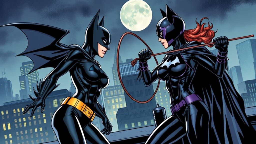 Batgirl vs Catwoman: Gotham City Comic Art