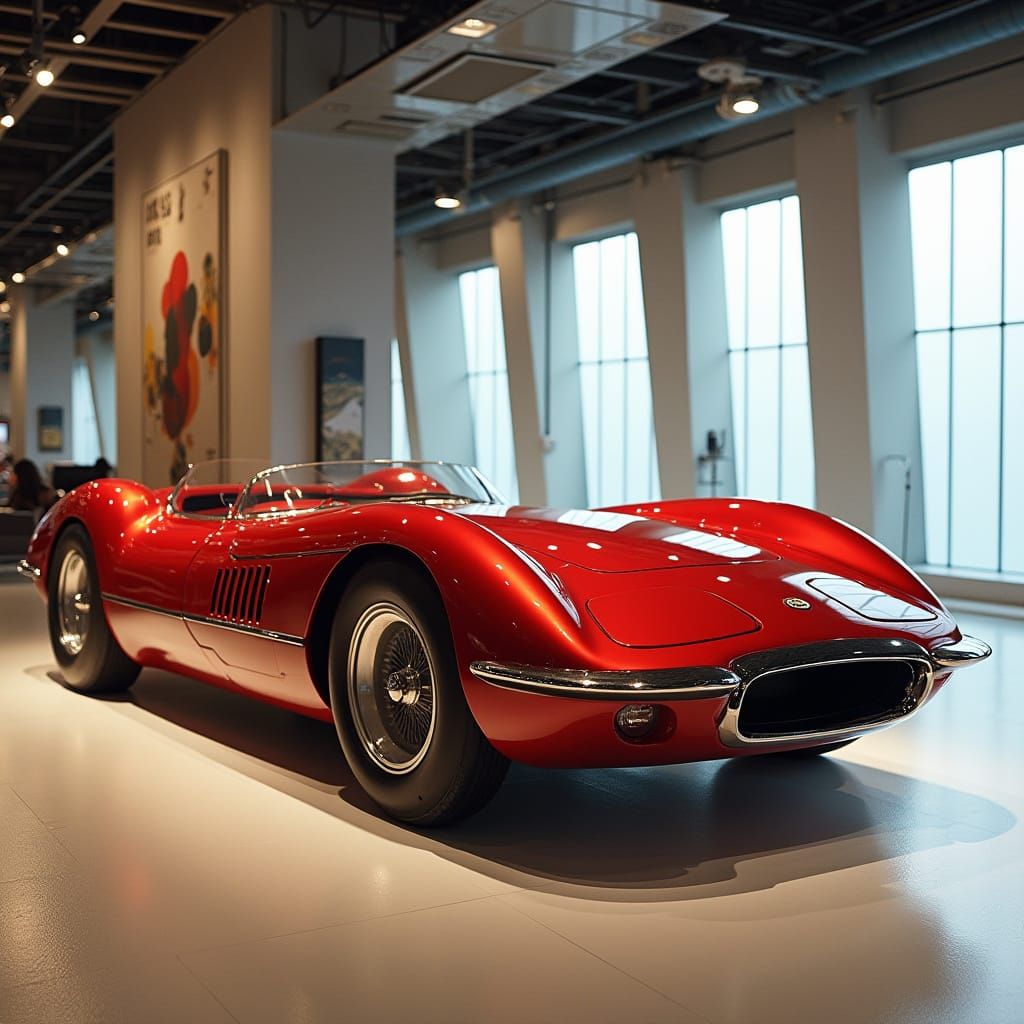 Futuristic 60s Sports Car in Showroom