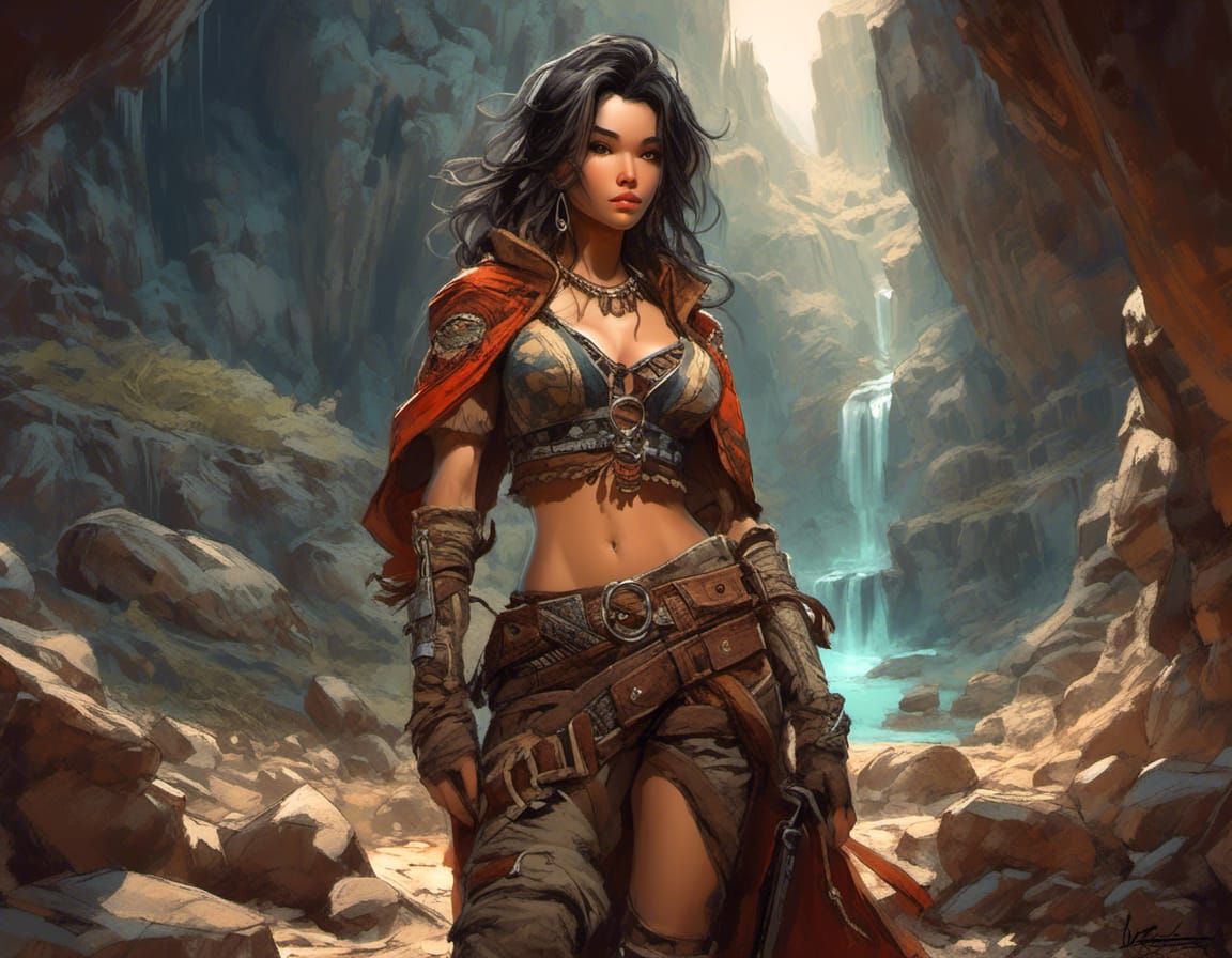 Anime Gypsy Bandit Concept Art in Color Sketch Style