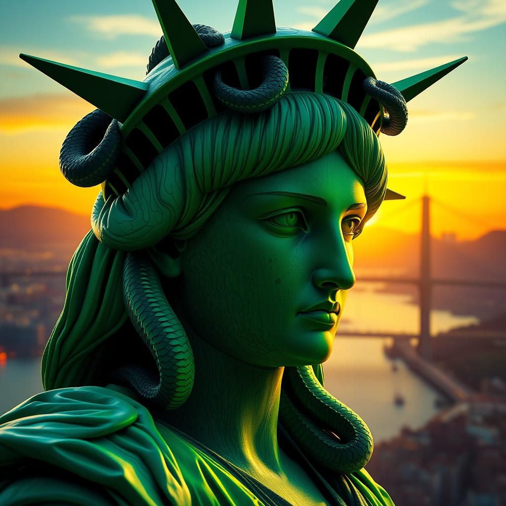 Statue of Liberty as Medusa, Art Nouveau Portrait