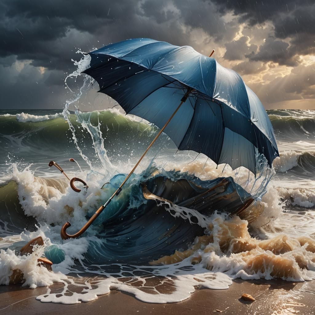 Overturned Umbrella Creates Stormy Seas