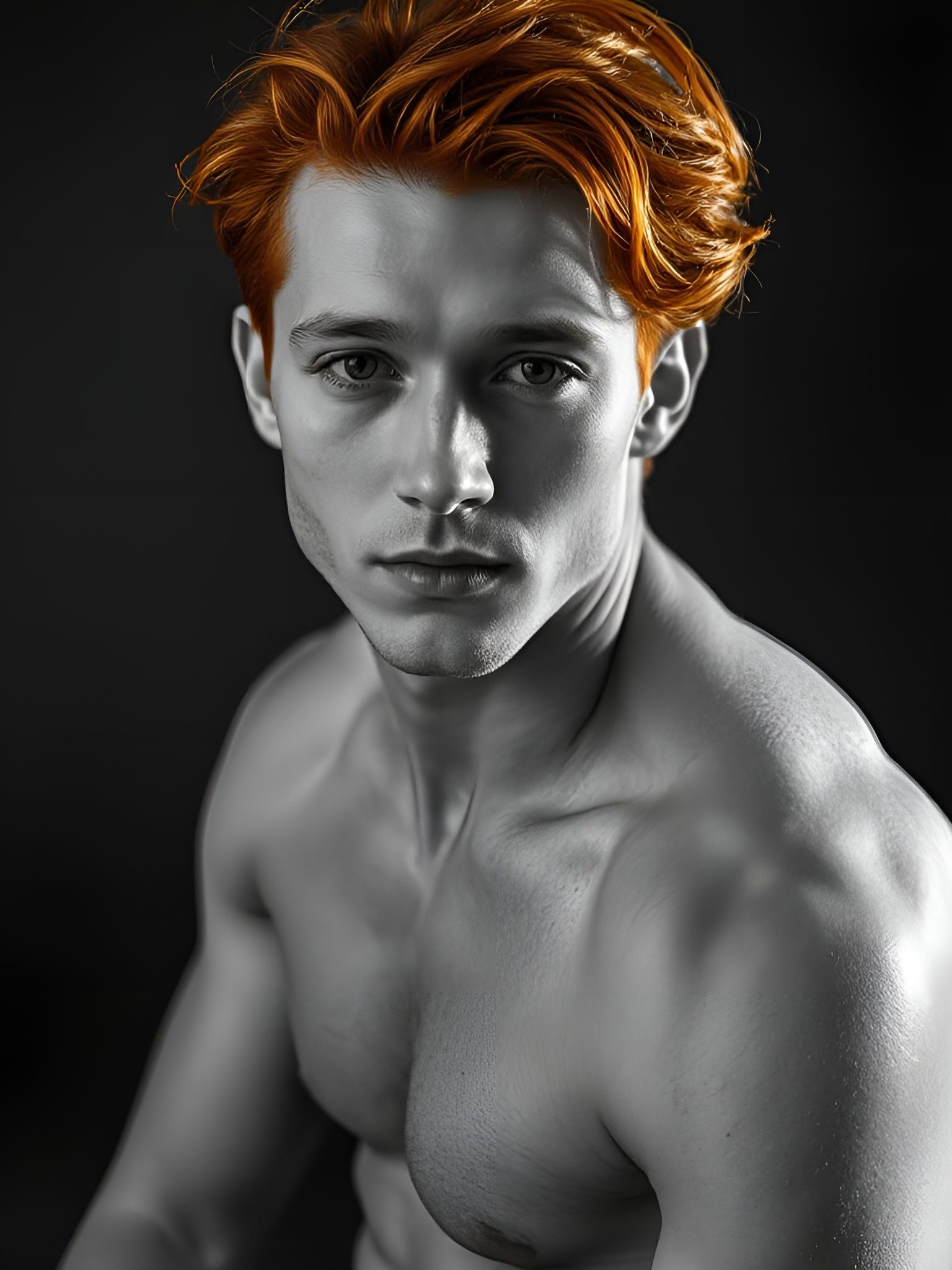 Rugged Ginger Male Model in Black and White