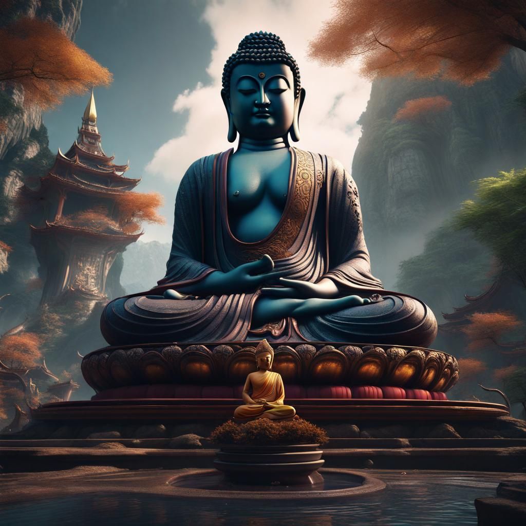 Detailed Matte Painting of Buddha in Unreal Engine