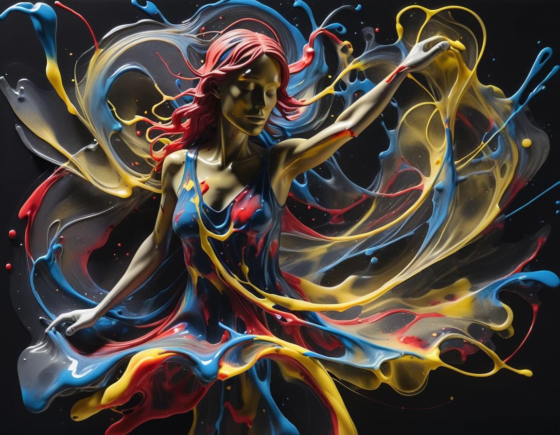 Attractive Dancer in Alcohol Ink Drawing