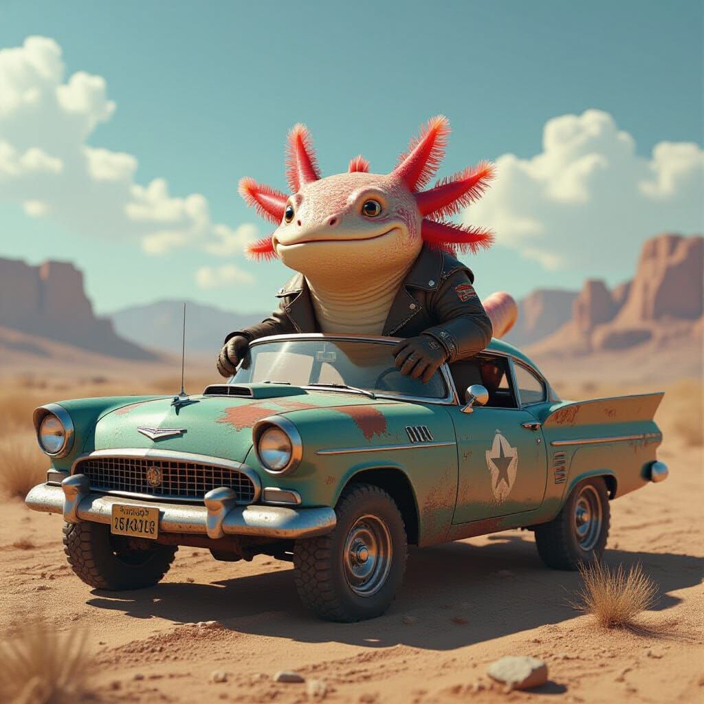 Mad Maxolotl in Post-Apocalyptic Mexico, Cinematic 3D