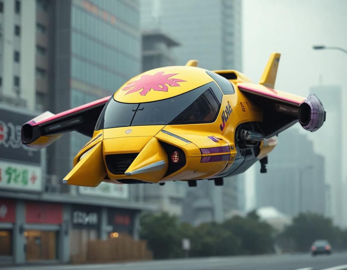 Sleek Future Hover-Speeder in Mid-Air
