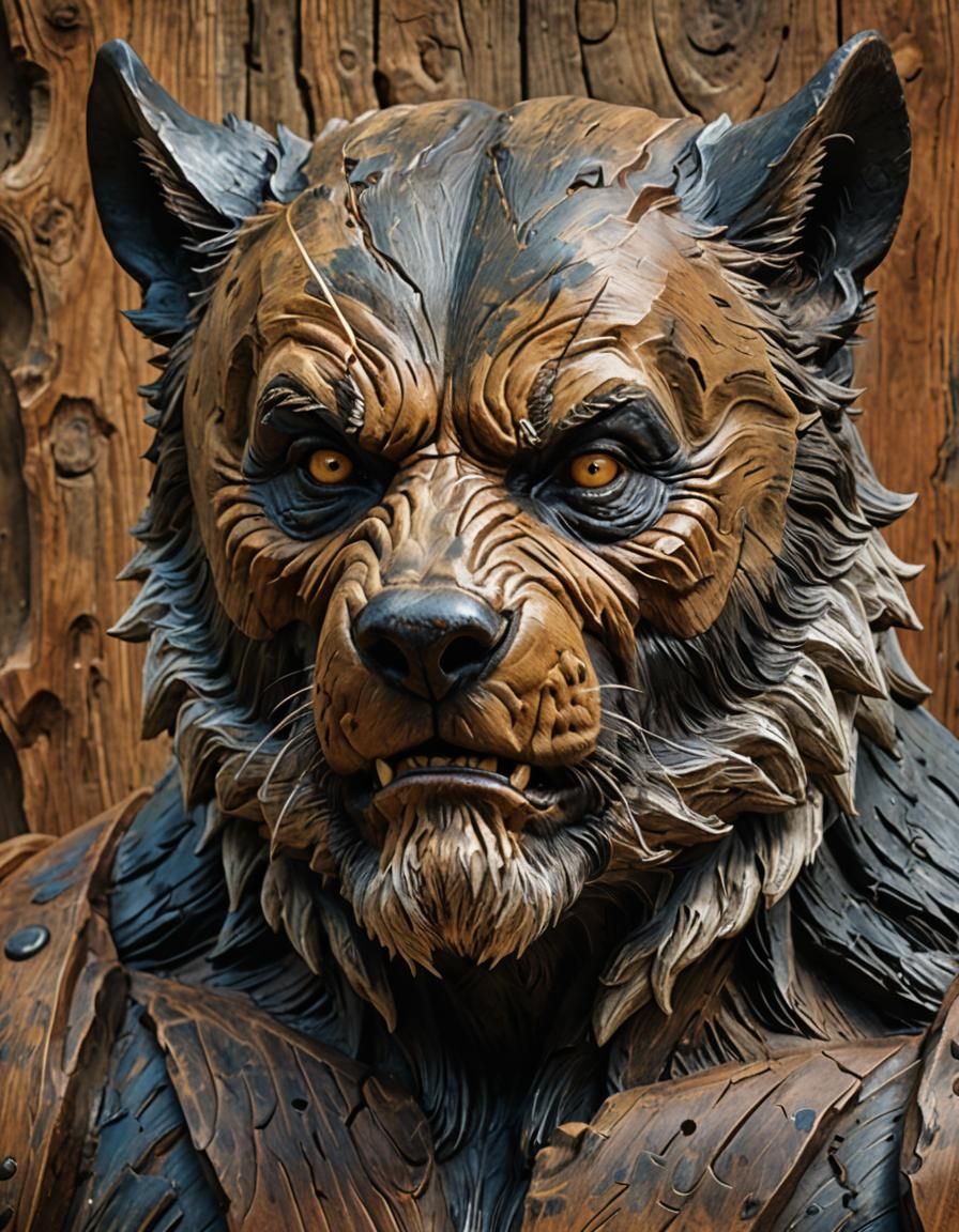 Hyperrealistic Wolverine Portrait with Polychrome Effect