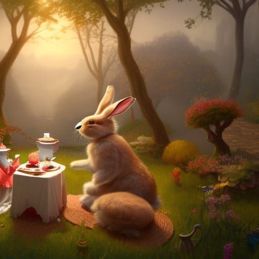 Bunny's Fantastical Tea Party: Detailed Matte Painting