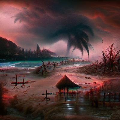 Apocalyptic Tropical Beach, Sinister Digital Art