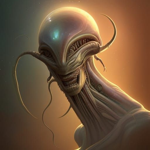 Eldritch Horror Alien Portrait in Digital Art Style