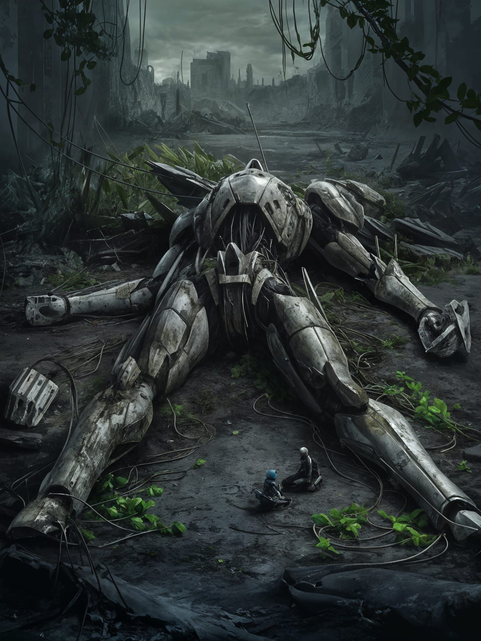 A Fallen Warrior Amidst Ruin