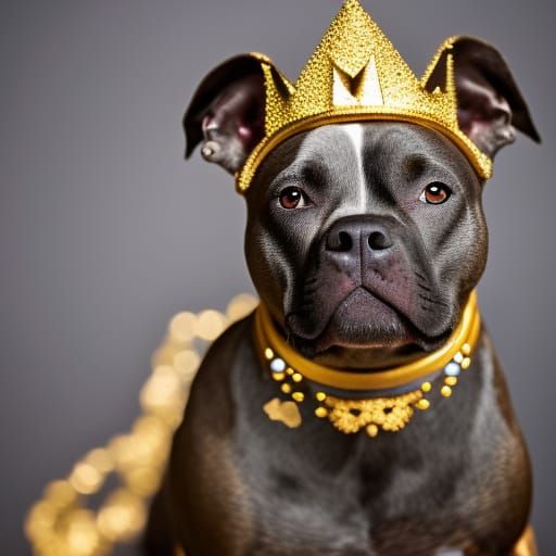 Staffordshire Bull Terrier with Golden Crown