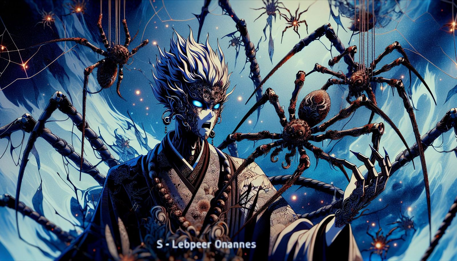 Spider Villain in Anime Style with Macabre Webs