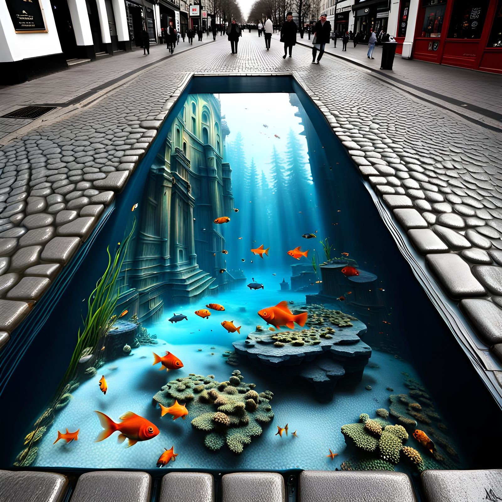 3D street art optical illusion