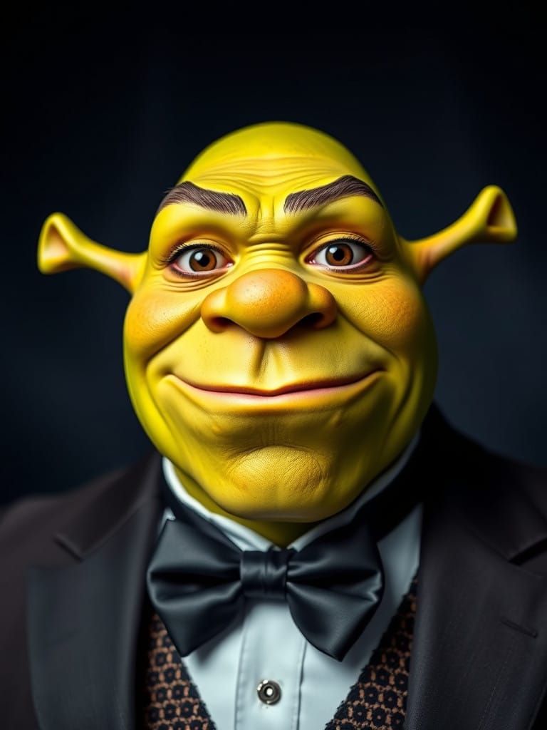 Shrek's Dapper Prom Portrait in Vibrant Color