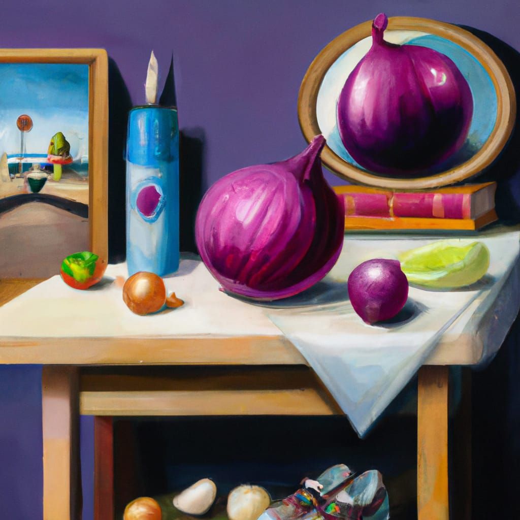 Purple Still-Life as Detailed Oil Painting