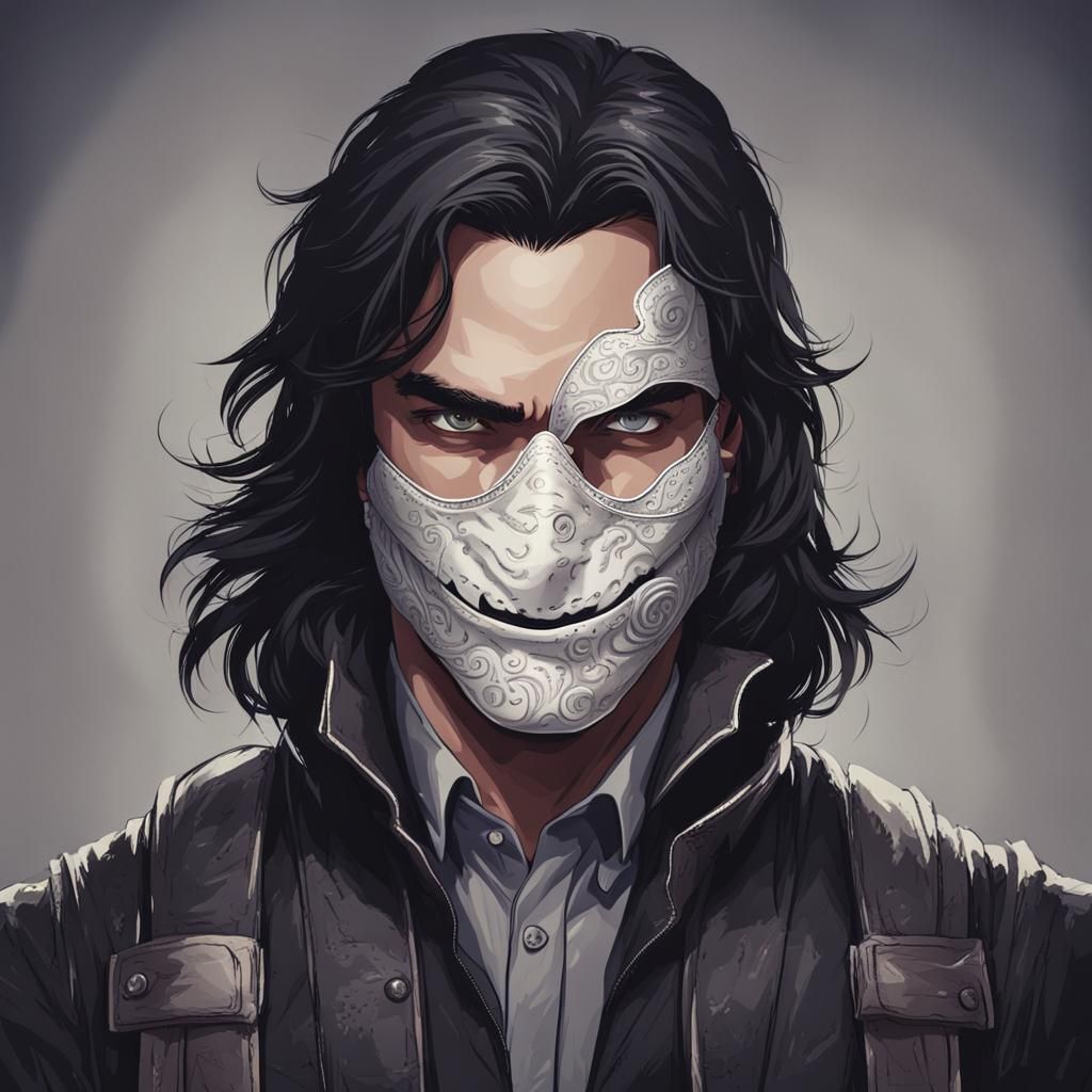 Masked Gunslinger with Piercing Gaze