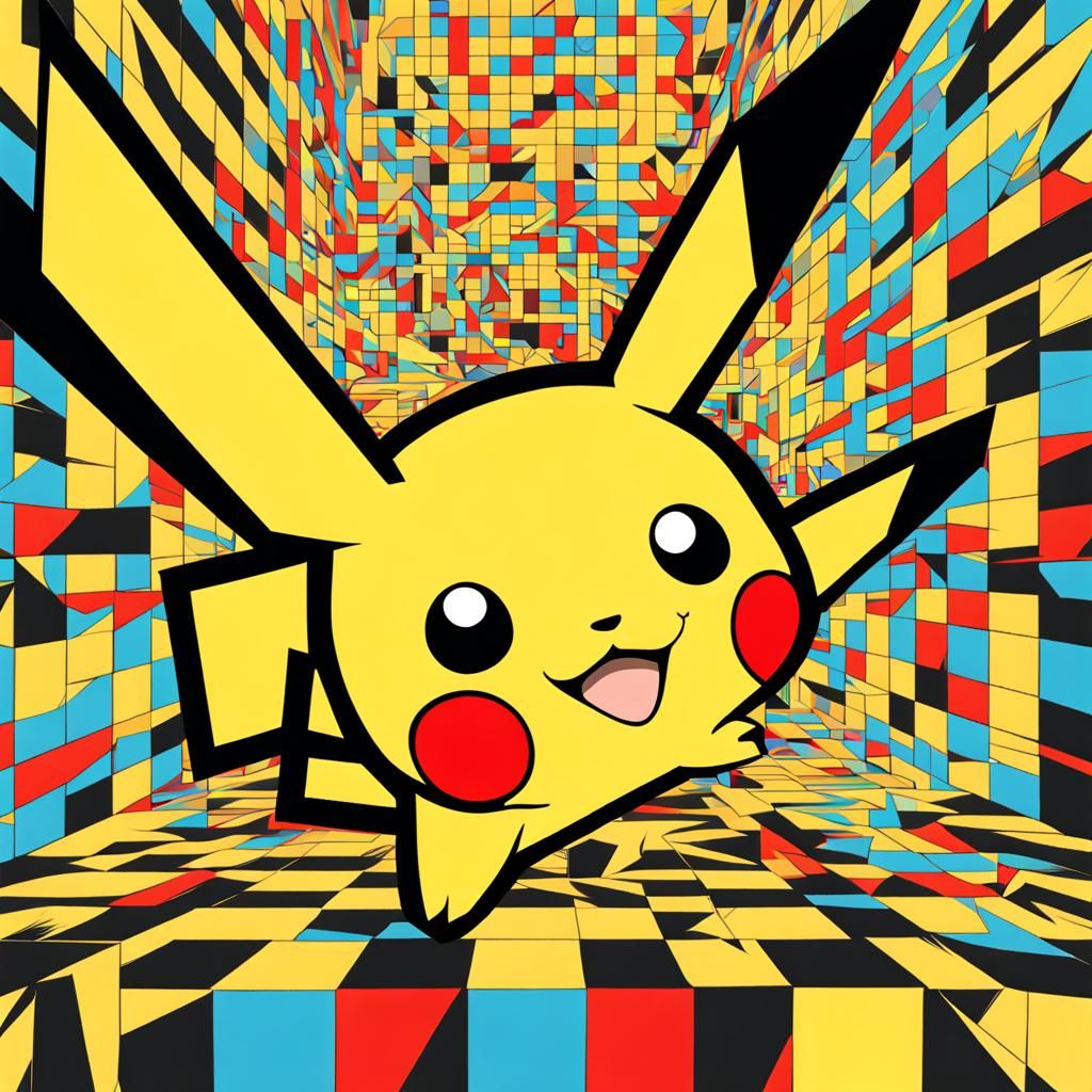 Pikachu in Pop Art Style Screen Print