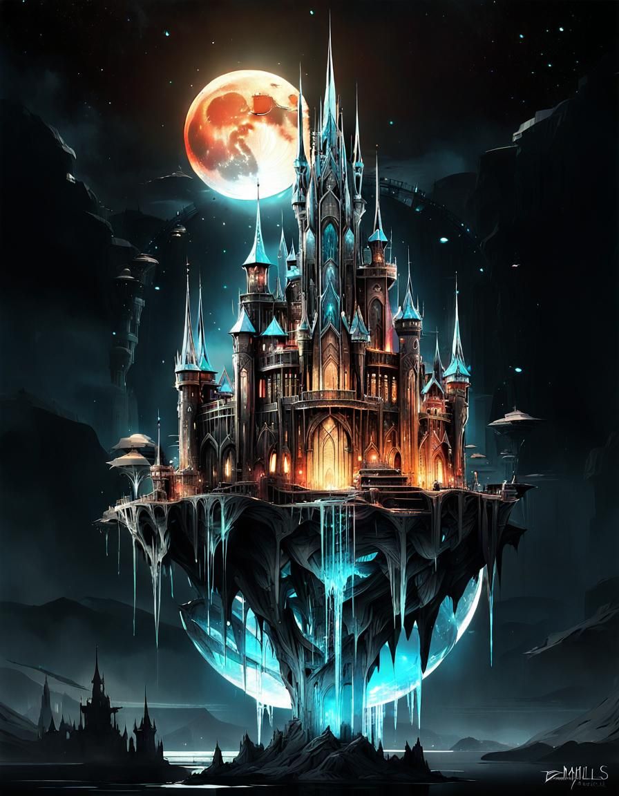 Fantasy Castle City in Crystal Landscape