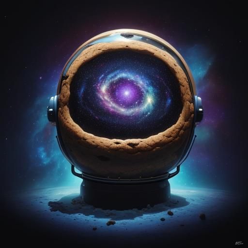 Sentient Space Cookie in Surreal Cosmic Scene