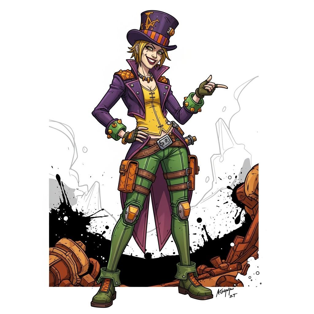 Mad Moxxi Cel-Shaded Illustration in Inkpunk Style