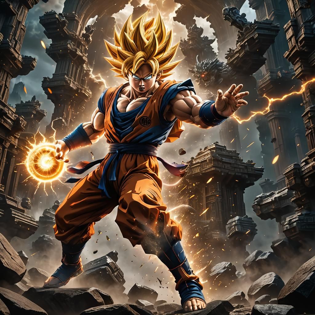 Goku's Kamehameha on Iron Man: Fantasy Art