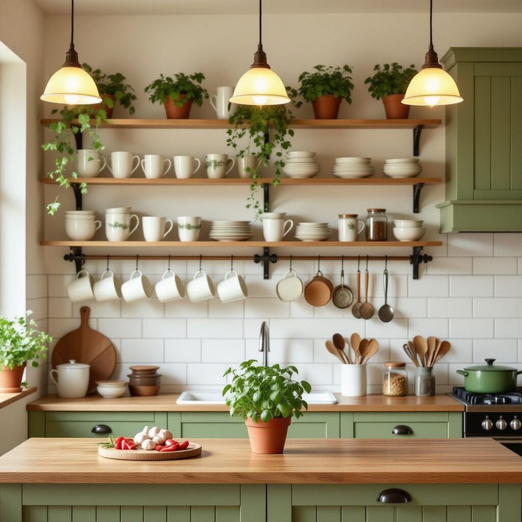 Whimsical Kitchen with Herb Garlands in Folktale Style