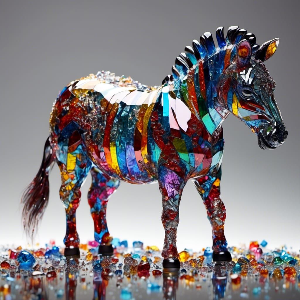 Multi-Colored Glass Zebra