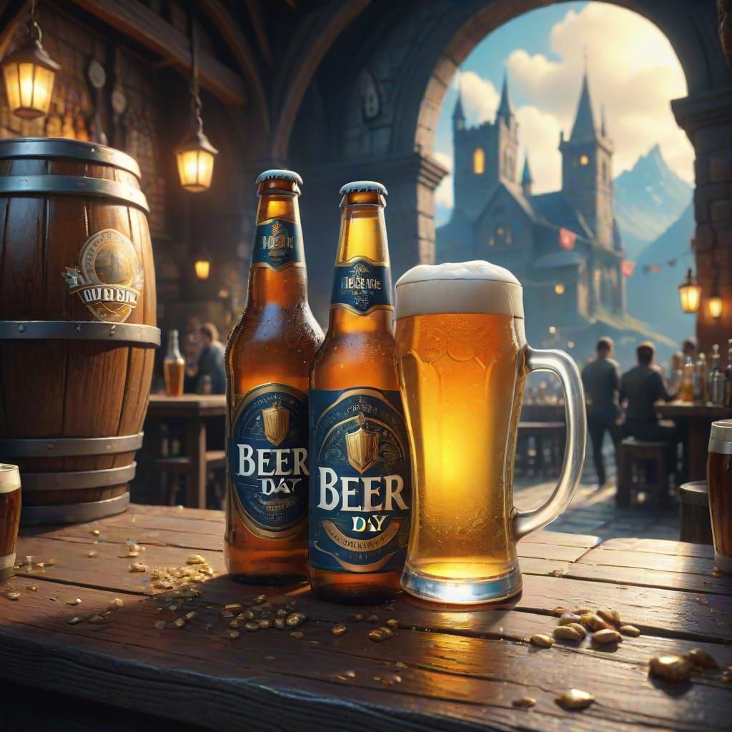 International Beer Day in Detailed Matte Painting Style