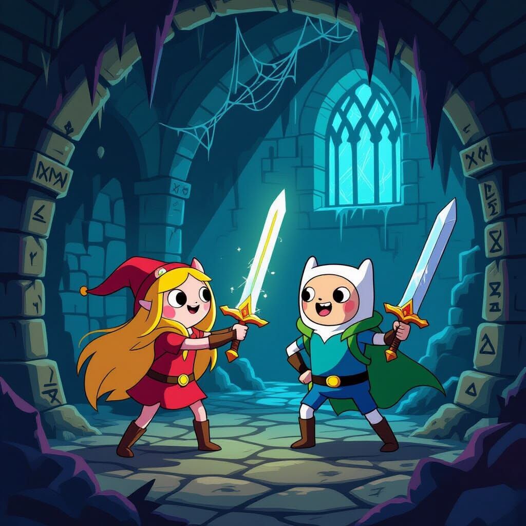 Finn and Fionna Explore a Dark Dungeon