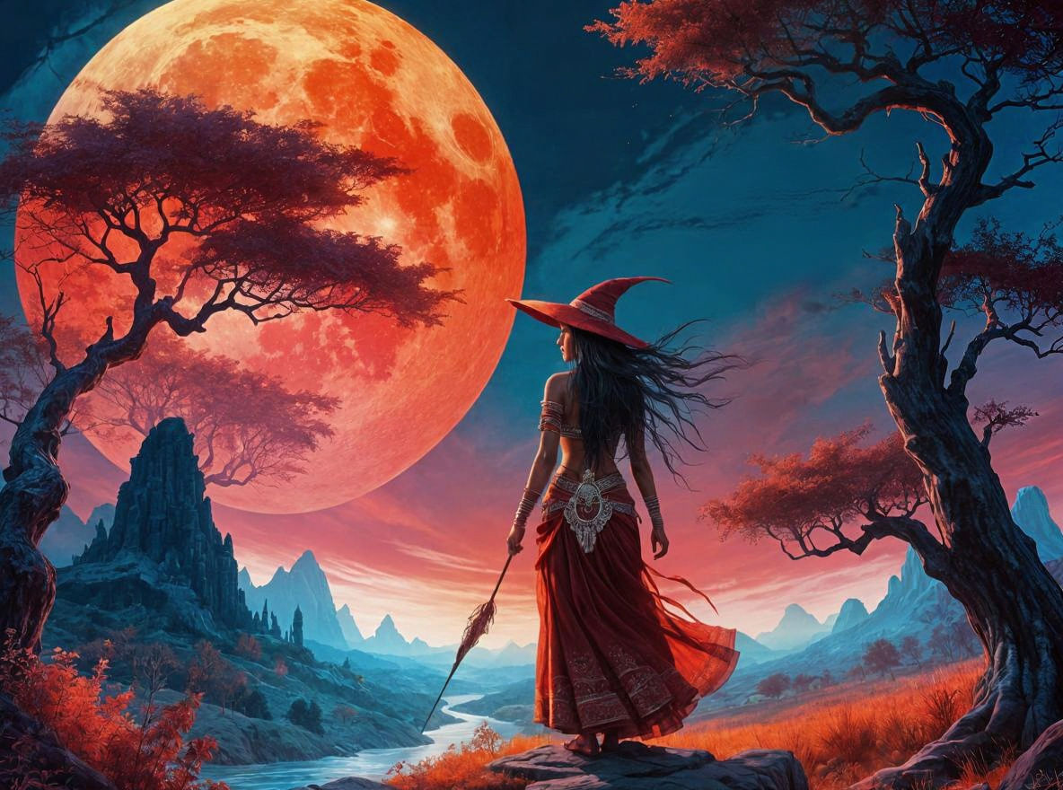 Witch Under Red Aurora Core Harvest Moon