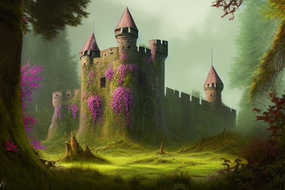 Haunted Forest Castle Concept Art in Photorealism